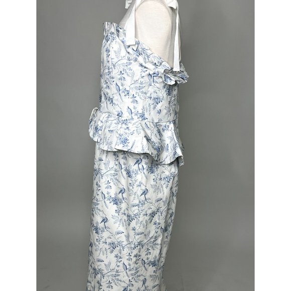 Antonio Melani x Born on Fifth Pippa Blue Floral Print Fit and Flare Peplum Dres - Picture 2 of 9